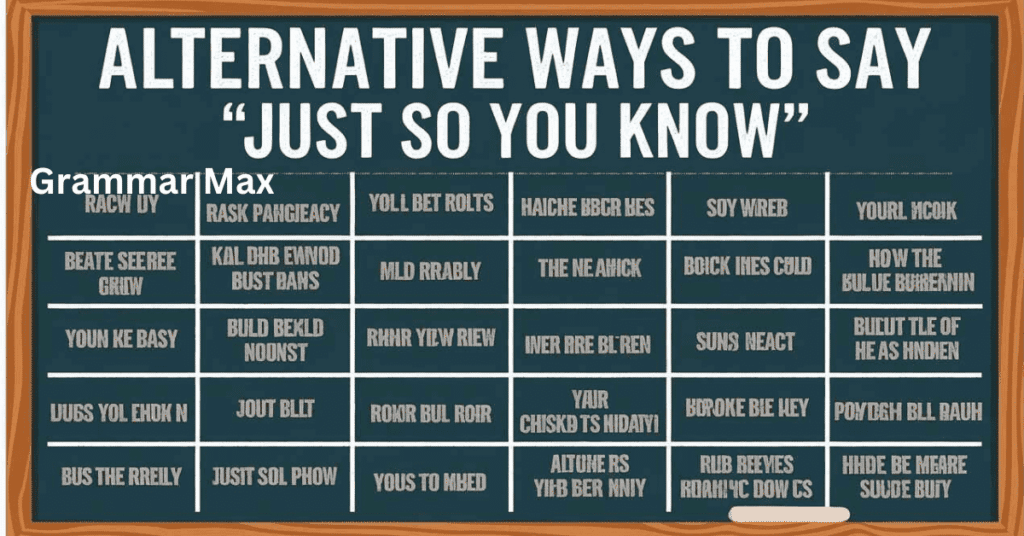 Alternative ways to say “Just So You Know”