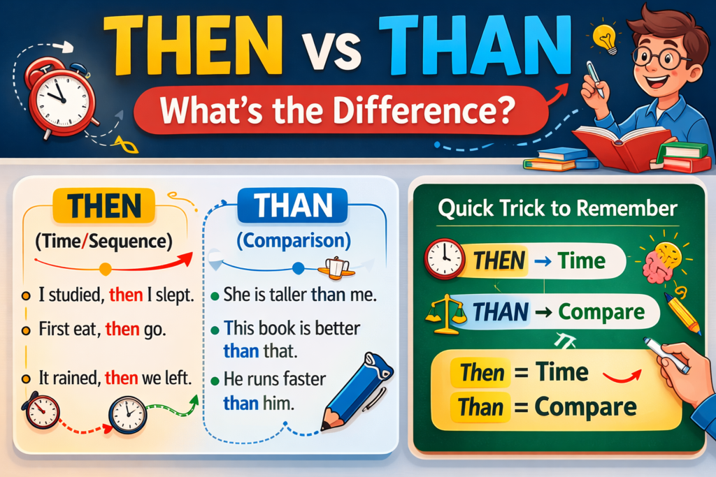 then vs than sentence examples infographic